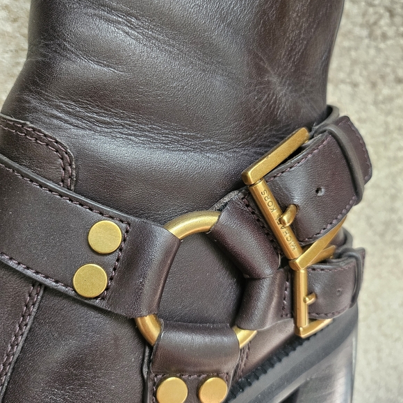 Michael Kors Women's Crosby Moto Bootie Motorcycle Boot Chocolate SZ 8 - Picture 7 of 8
